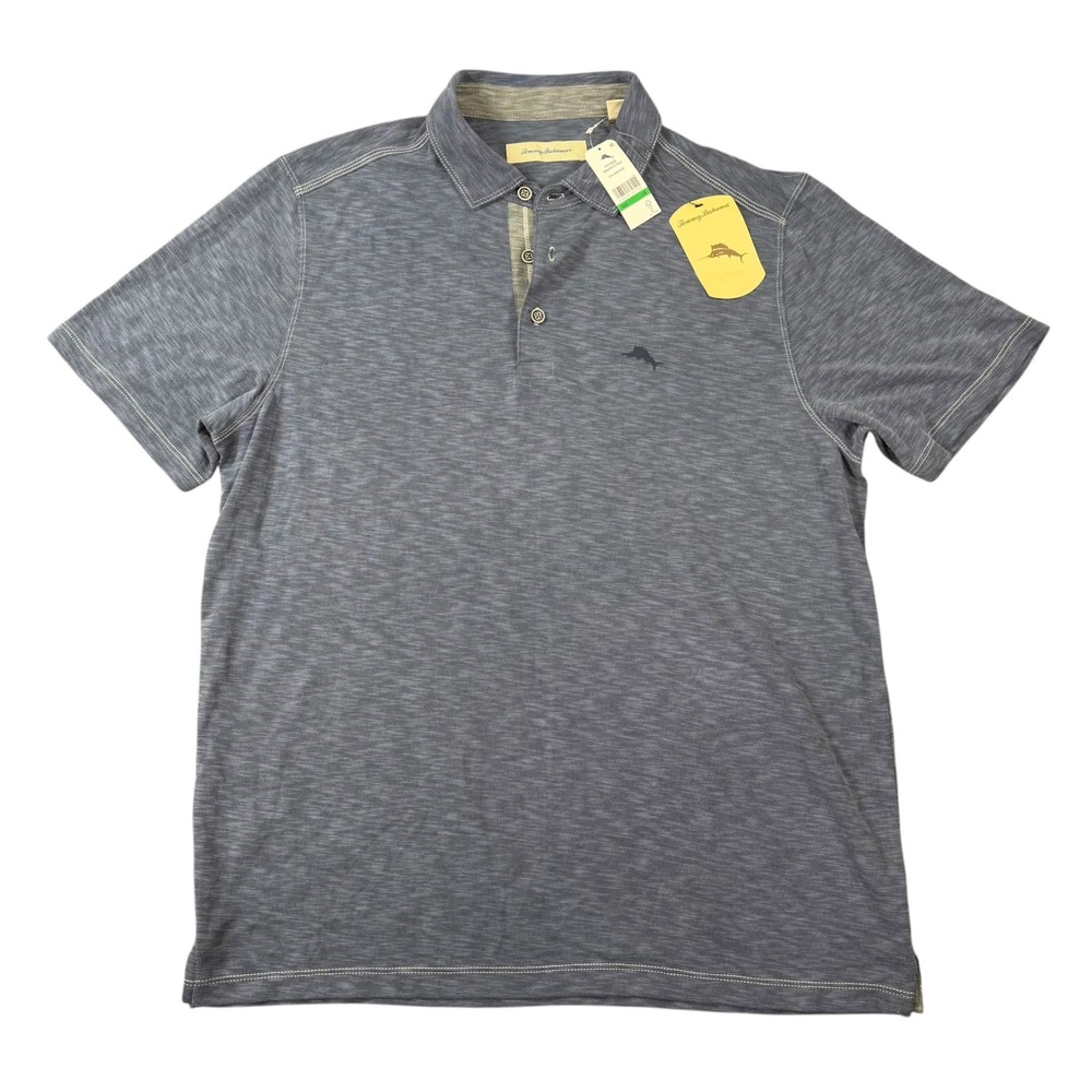 Tommy Bahama Mens Paradiso Short Sleeve Polo Shirt Denim Blue Size L